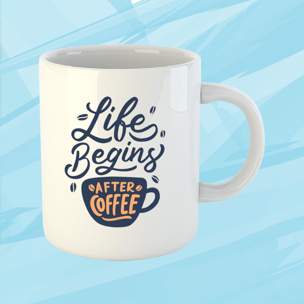Premium ceramic mug, white coffee mug, 325 ml mug, office coffee mug, home coffee mug, coffee mug gift, ceramic mug for gifting, versatile mug, personalized mug for gifts;