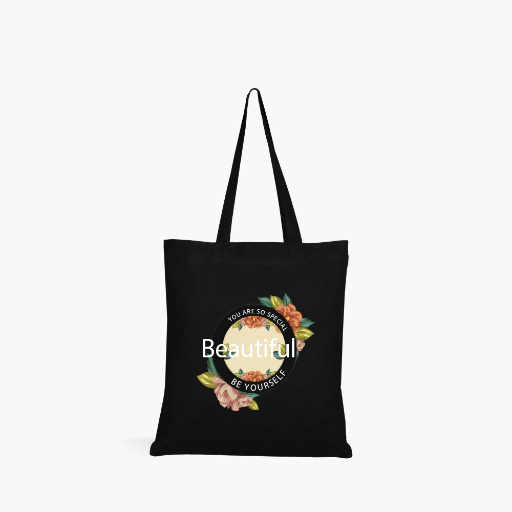 reusable black canvas tote,
motivational quote canvas tote,
minimalist black tote for women,
fashion tote bag for women,
affordable black tote bag,
cool tote bags for girls