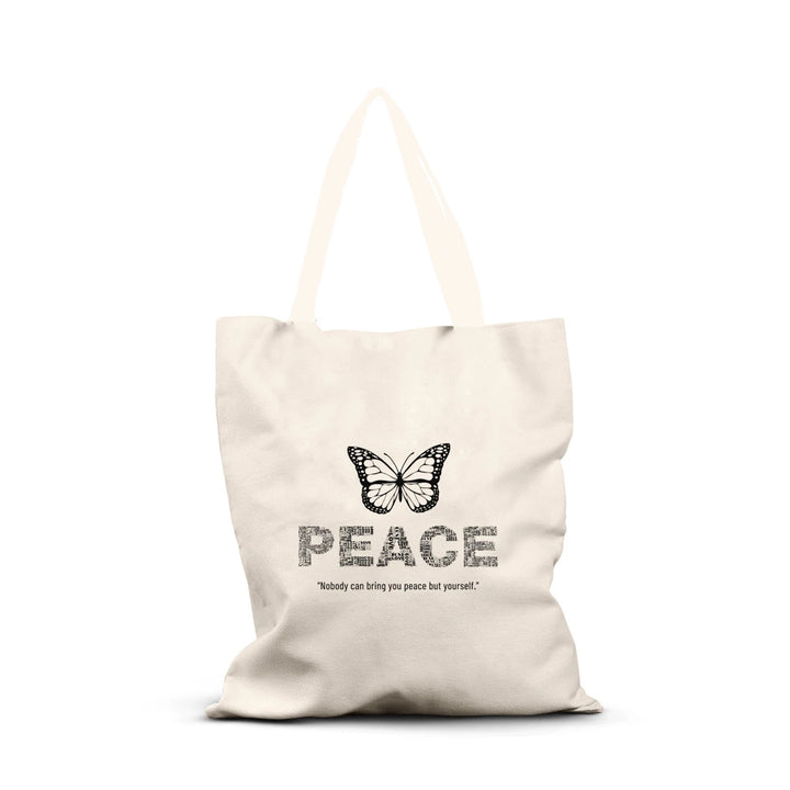 tote bag, eco friendly tote, cotton shopping bag, butterfly tote, motivational tote, peace tote bag, reusable shopping bag, everyday carry bag