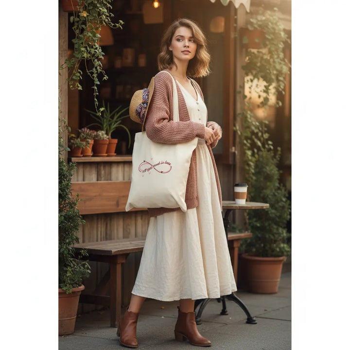 All You Need Is Love Tote Bag – Eco-Friendly Cotton Canvas Shopping Bag