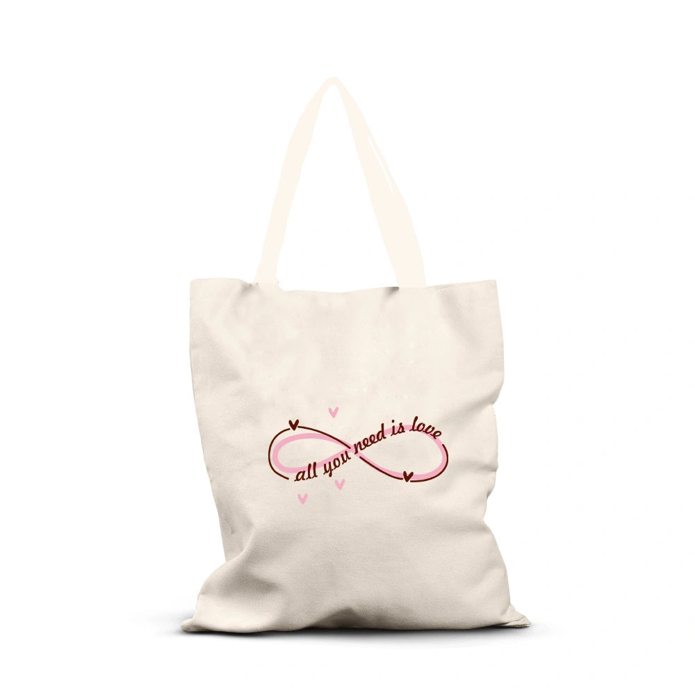 All You Need Is Love Tote Bag – Eco-Friendly Cotton Canvas Shopping Bag