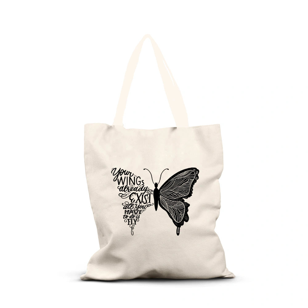 Butterfly Design Women’s Tote Bag – Stylish Canvas Shoulder Bag