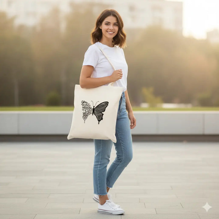 Butterfly Design Women’s Tote Bag – Stylish Canvas Shoulder Bag