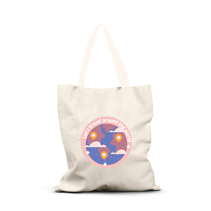 lets travel tote bag, women’s canvas tote bag, travel tote bag, stylish tote bag, eco-friendly tote bag, gift for traveler tote bag, daily use tote bag, large tote bag, shoulder bag for women, trendy tote bag