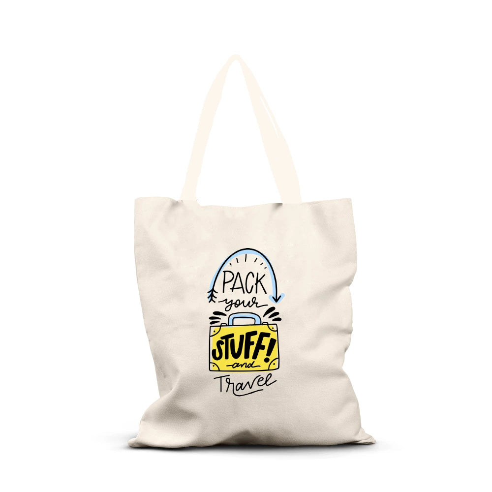 Pack Your Stuff and Travel Tote Bag – Stylish Canvas Shoulder Bag