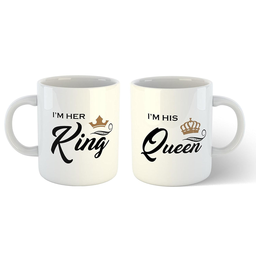 iKraft 325 ml Printed Coffee Mug with Unique Graphic Designs - Cool Customized Coffee Mugs for Birthday, Anniversary | Couple Gift for Husband, Wife, Boyfriend, Bestfriend, Girlfriend (Set of 2)