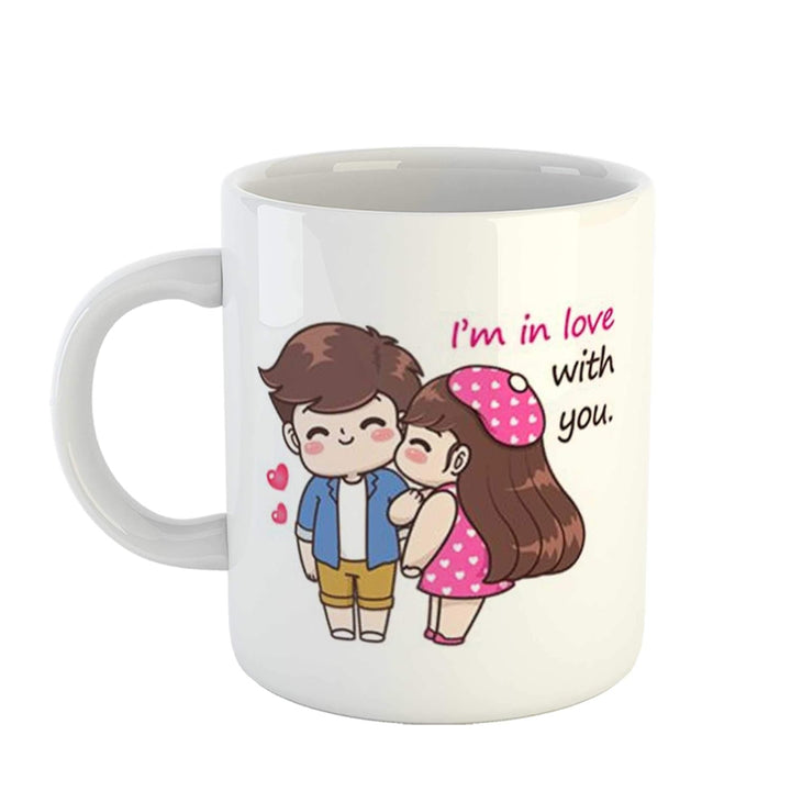 iKraft Premium Ceramic Coffee Mug with Unique Printed Designs, 325 ml - Microwave & Dishwasher Safe, Ideal for Office, Home & Gifting | Cute Love Couple Cartoon