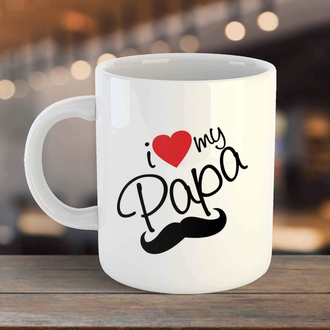 iKraft "I Love My Papa" Printed Coffee Mug | Tea Cup | Gift for Anyone On Any Occasion | Microwave Safe | 325 ml