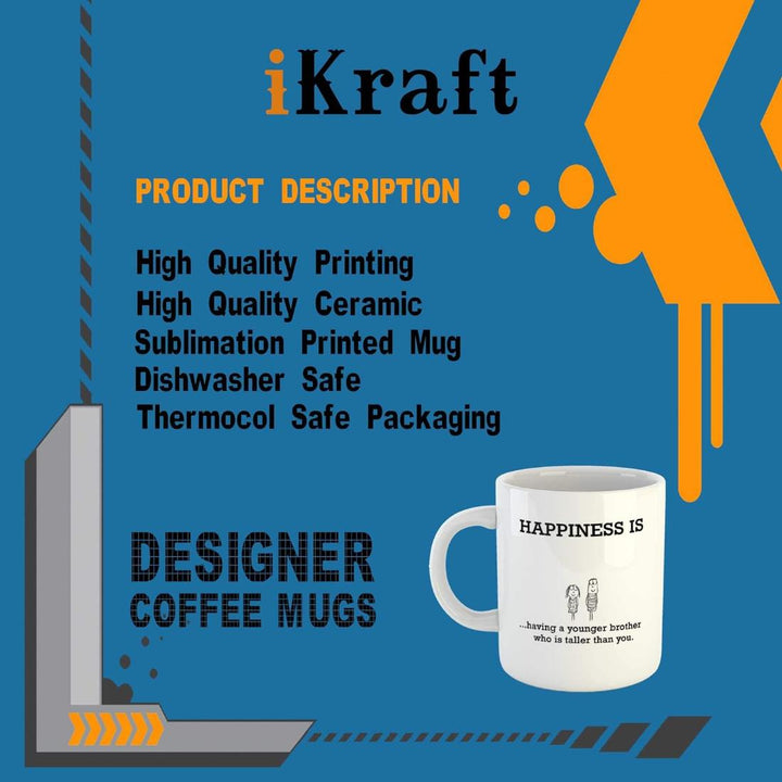 iKraft 325 ml Printed Coffee Mug with Unique Graphic Designs - Cool Customized Coffee Mug for Birthday, Special Occasion | Gift for Friend, Brother, Sister