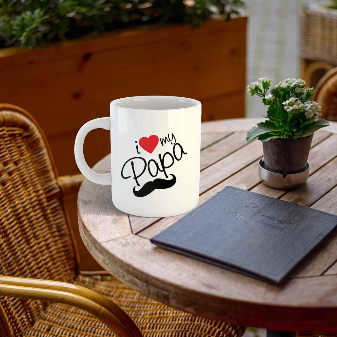 iKraft "I Love My Papa" Printed Coffee Mug | Tea Cup | Gift for Anyone On Any Occasion | Microwave Safe | 325 ml