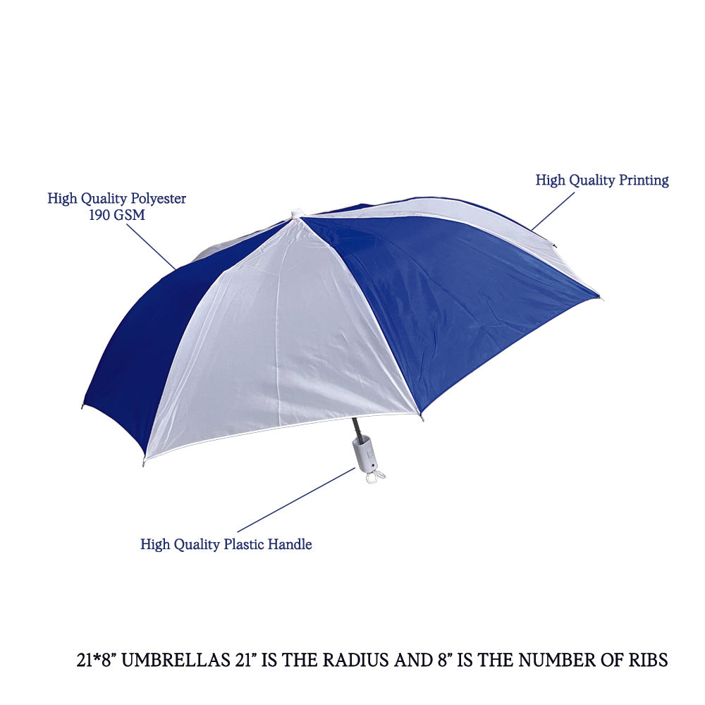 Two Fold Umbrella - Blue & White