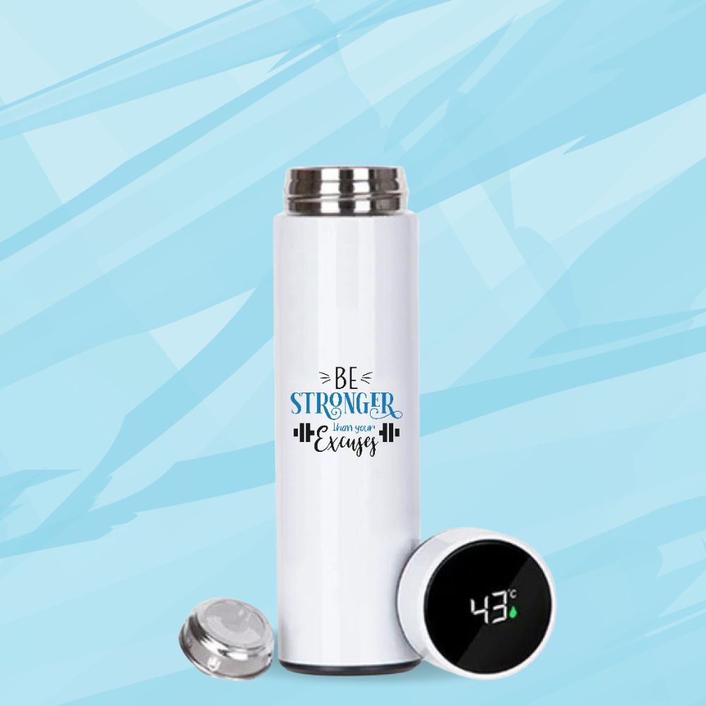 Durable stainless steel bottle, Motivational quote water bottle, BPA-free insulated bottle, Touch screen bottle, Reusable smart temperature bottle, Smart temperature bottle, Stainless steel bottle, LED temperature display, Insulated water bottle, 500ml water bottle, Hot and cold bottle; 