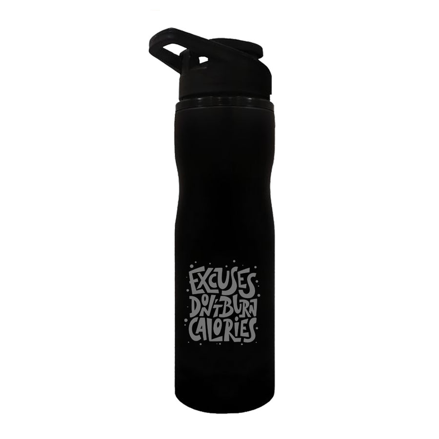 Motivational H2O bottle, Excuses don’t burn calories bottle, Fitness water bottle, Reusable gym bottle, BPA-free hydration, Durable sports bottle, Workout water bottle, Leak-proof design, Eco-friendly water bottle, Portable fitness accessory, gym motivation gear, Hydration on-the-go, Lightweight gym bottle