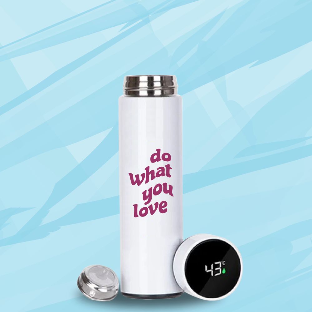 Printed water bottle, Motivational quote bottle, LED temperature display bottle, Double-wall insulation bottle, Eco-friendly temperature bottle, Reusable smart bottle, Leak-proof water bottle, Durable water bottle, Hydration bottle for travel