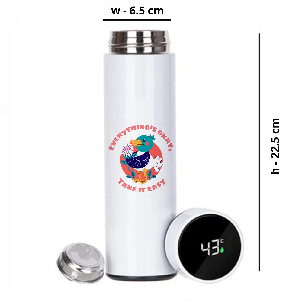 Temperature Sensing Bottle, Smart Flask with LED Display, Stainless Steel Hydration Bottle, Double Wall Insulated Bottle, Temperature Monitoring Bottle, Hot & Cold Beverage Bottle, Durable Temperature Bottle, Smart Insulated Water Bottle,Stainless Steel Drink Flask
