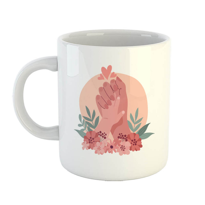 Coffee Mug Printed Design - Mom and Daughter illustration - Mother&