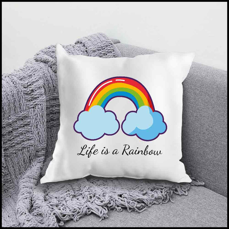 iKraft Cushion Cover (Without Filler) - Design - Life is a Rainbow - Set of 4