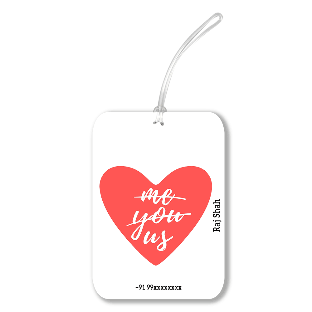 Personalised Printed Travel Tag with Travel Quotes | Design "Me Love Us" - Valentine Special