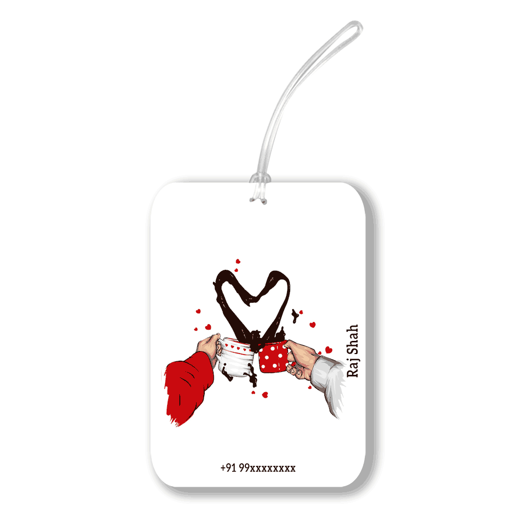Personalised Travel Tag Printed Design - Coffee Love - Valentine Special