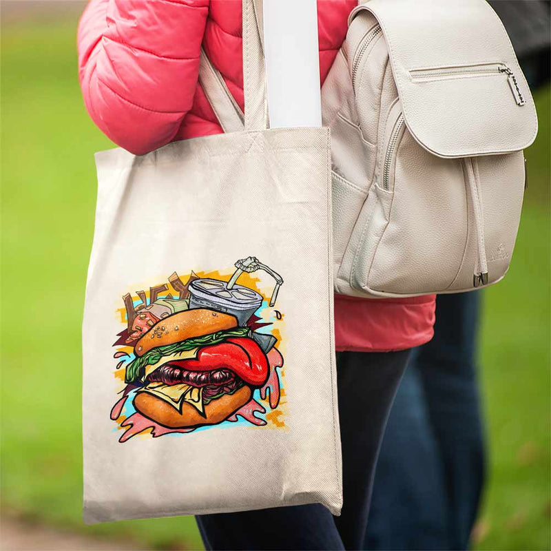 iKraft Canvas Tote Bag Printed Design - Hunger Bites