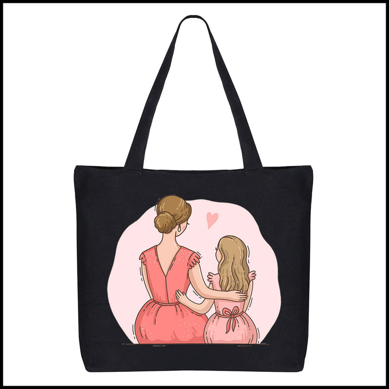 iKraft Shoulder Bag Printed Design - Mom and Daughter illustration  - Daughter&