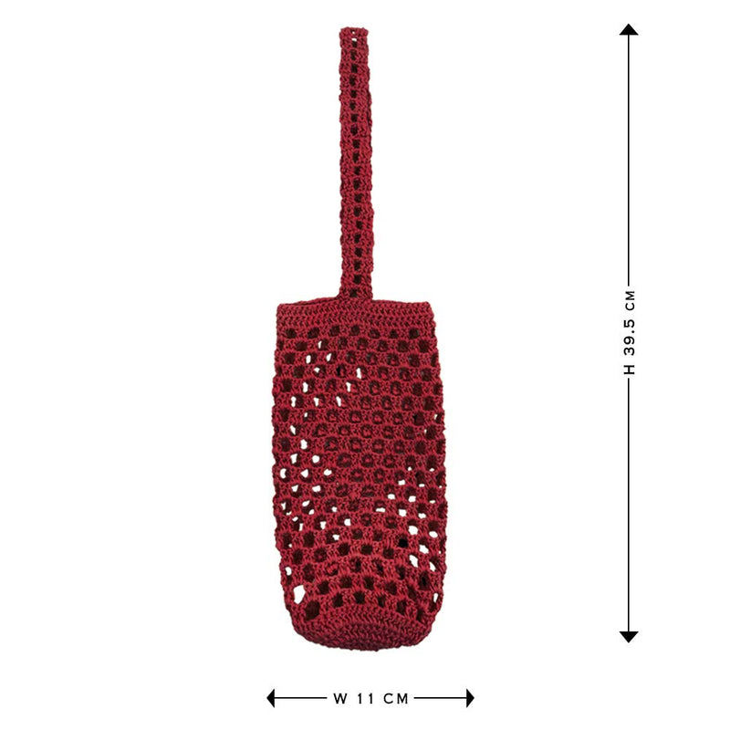 iKraft Hand Made Crochet Wine Bottle Bag - Red