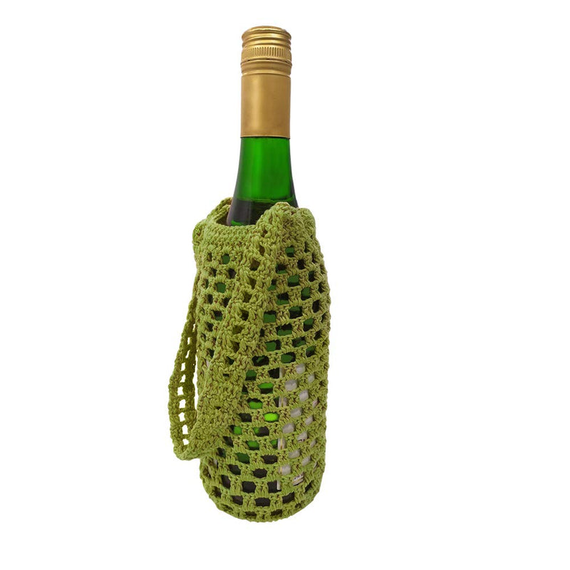 iKraft Hand Made Crochet Wine Bottle Bag - Green