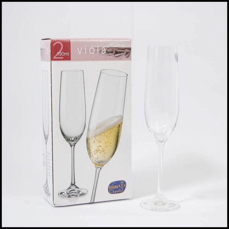 Crystal Viola Champagne Flute Glasses - Set of 6