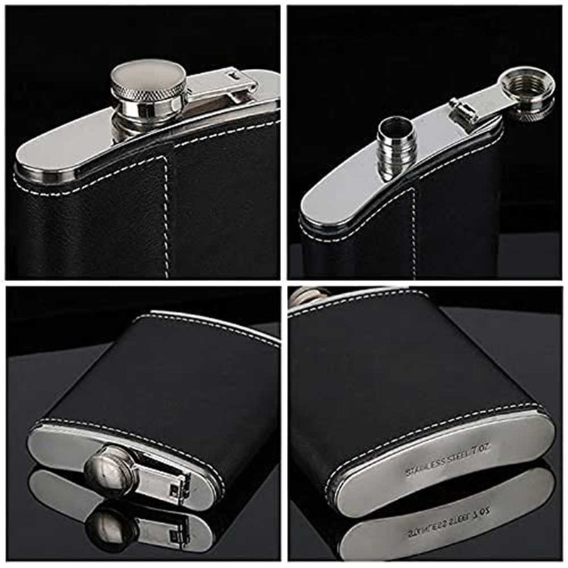 Stainless Steel Black Chess Hip Flask Set