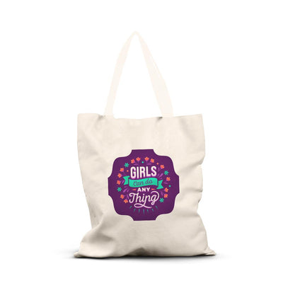 iKraft Canvas Tote Bag Printed Design - Girls Can Do Anything