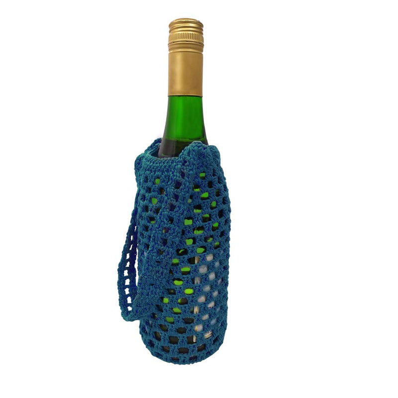 iKraft Hand Made Crochet Wine Bottle Bag - Turquoise
