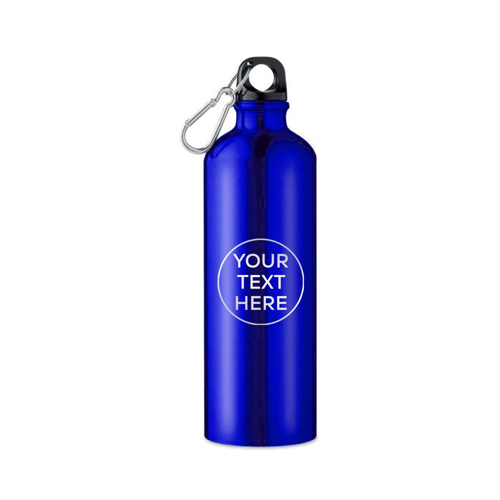 Personalise Blue Aluminium 750ml Water Bottle - Get it customised With Your Text