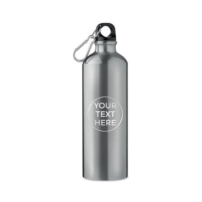 Personalise Silver Aluminium 750ml Water Bottle - Get it customised With Your Text