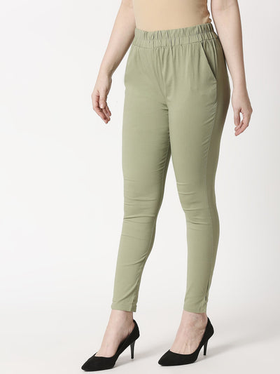 Women's Comfort Fit Light Green Pocket Pant