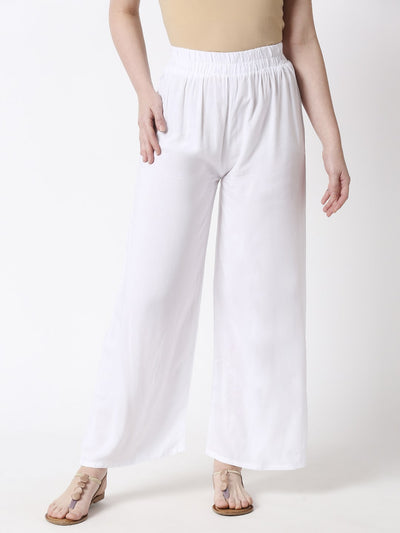 Women's Relax Fit White Palazzo