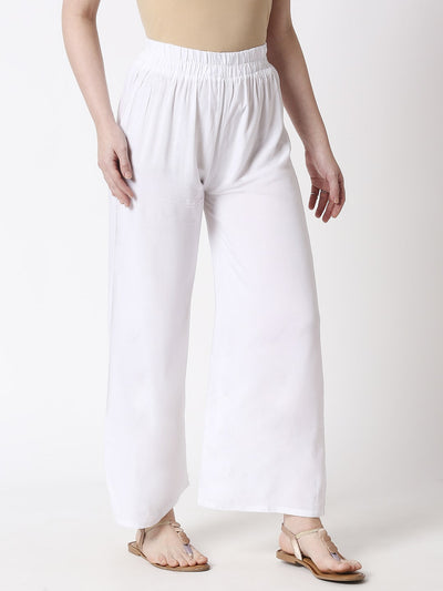 Women's Relax Fit White Palazzo