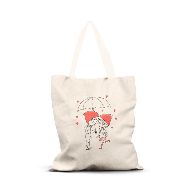 iKraft Canvas Tote Bag Printed Design - Cute Romantic Couple