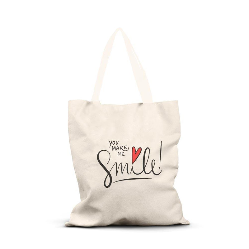 iKraft Canvas Tote Bag Printed Design - You Make Me Smile