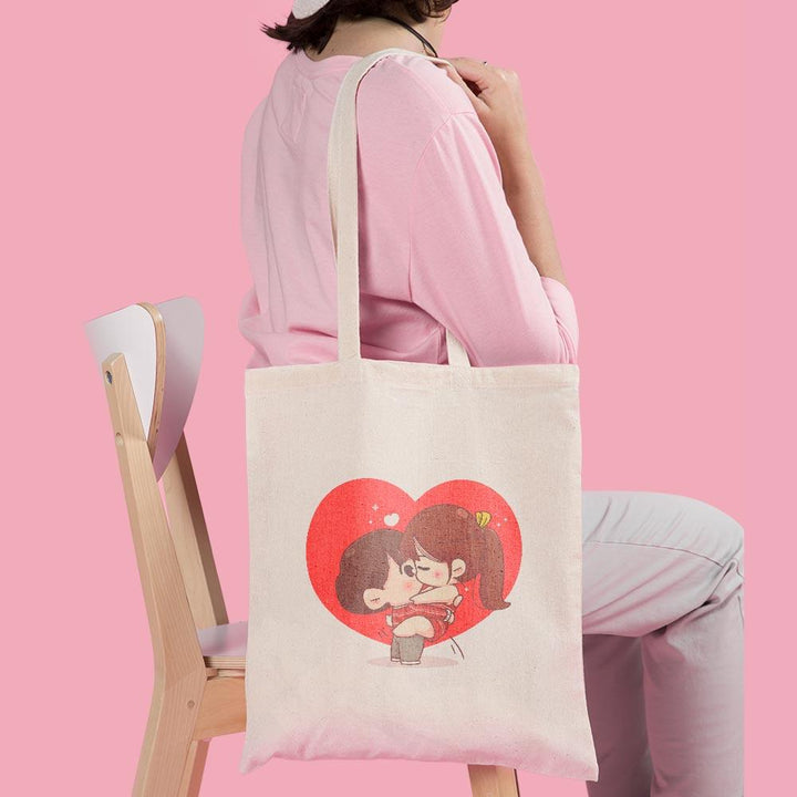 Tote Bag Printed Design - Cute Couple - Valentine Special