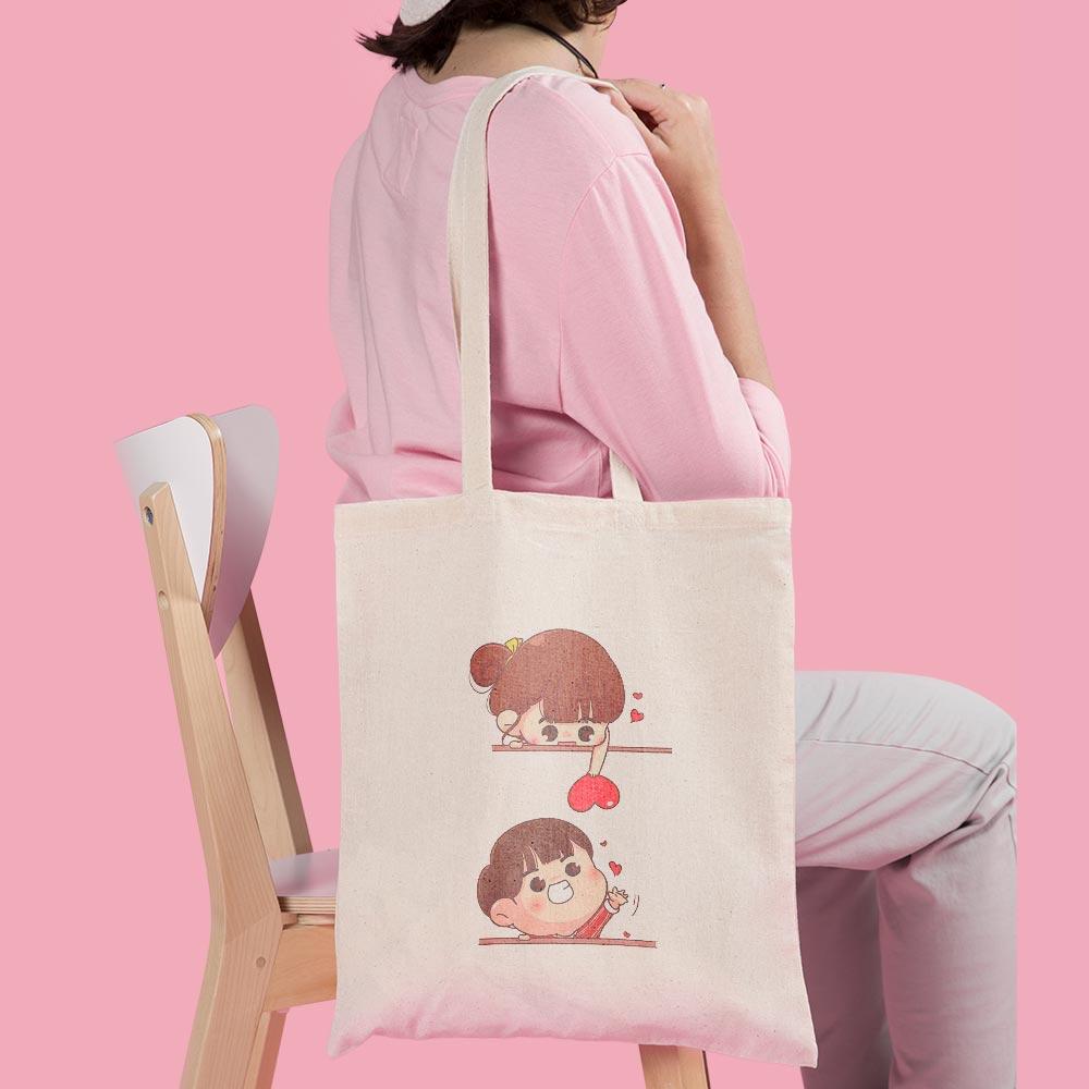 Tote Bag Printed Design - Love Catch - Valentine Special