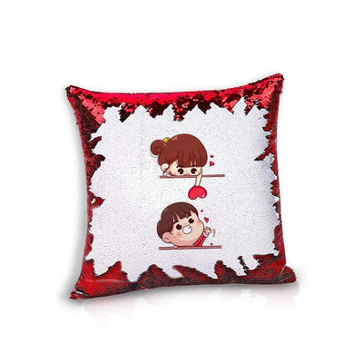 iKraft Sequin Magic Cushion Printed Design "Love Catch"