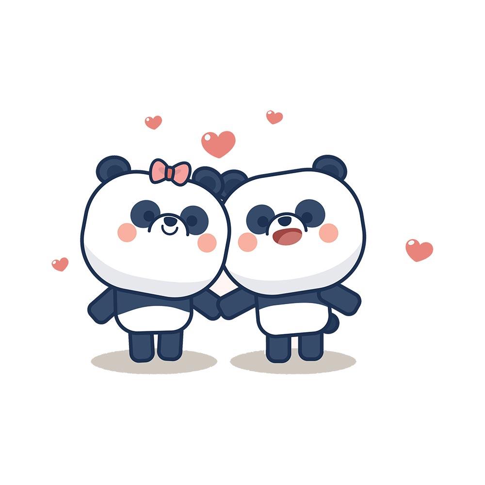 Sequin Magic Cushion Printed Design "Panda Couple" - Valentine Special