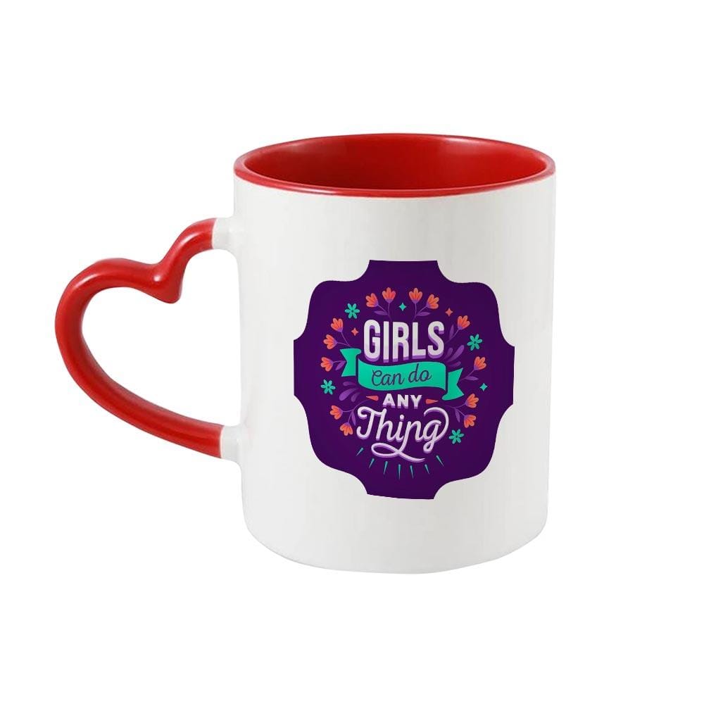 iKraft Heart Handle Coffee Mug Printed Design - Girls Can Do Anything
