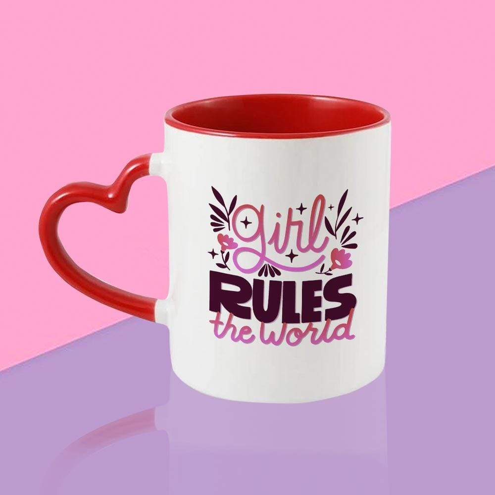 iKraft Heart Handle Coffee Mug Printed Design - Girls Rules the World