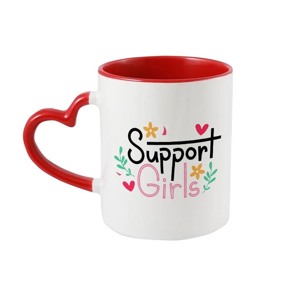 iKraft Heart Handle Coffee Mug Printed Design - Support Girls