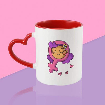 iKraft Heart Handle Coffee Mug Printed Design - Women Illustration