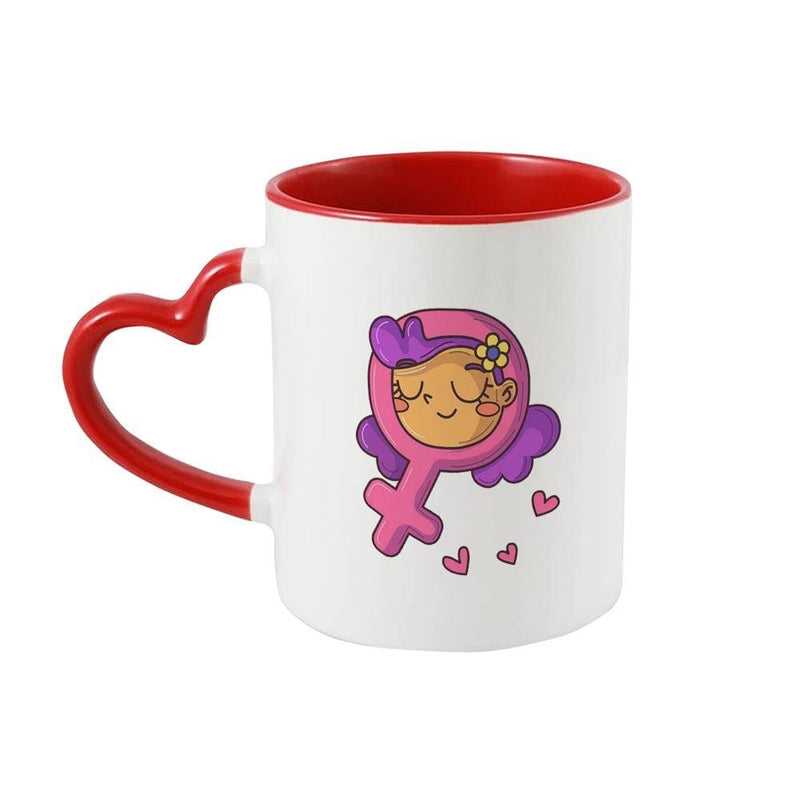 iKraft Heart Handle Coffee Mug Printed Design - Women Illustration