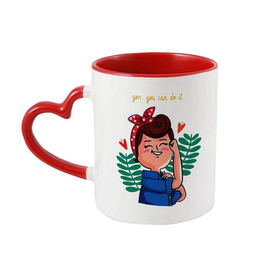 iKraft Heart Handle Coffee Mug Printed Design - Yes You Can Do It