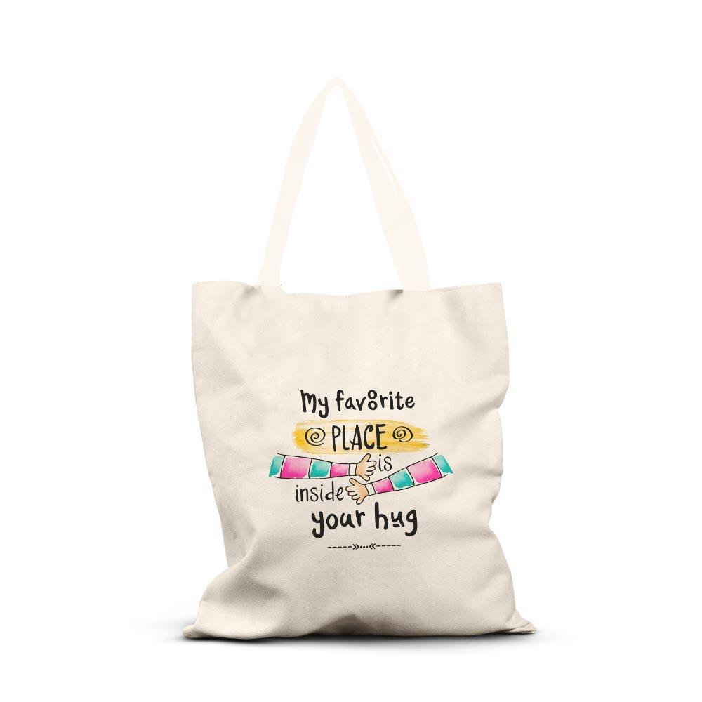 Canvas Tote Bag Printed Design - My Favorite Place - Valentine Special