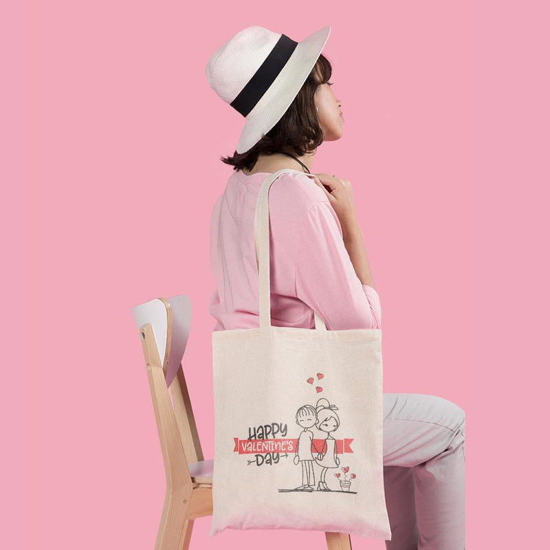 iKraft Tote Bag Printed Design - Happy Valentine&